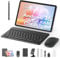 2025 Neueste Android 15 Tablet, 10 Zoll, 12GB RAM+128GB ROM (1TB TF) mit Hülle, Stift, Tastatur und Maus, Octa-Core, 1280x800 HD, 6000mAh（mit NTC）, Widevine L1, 8MP+5MP, 2.4G+5G WiFi, GPS