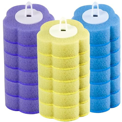 18pcs/pack Disposable Toilet Brush Heads, 3-Color Sponge Refills, Hygienic No-Clean Replacement Heads for Toilet Cleaner