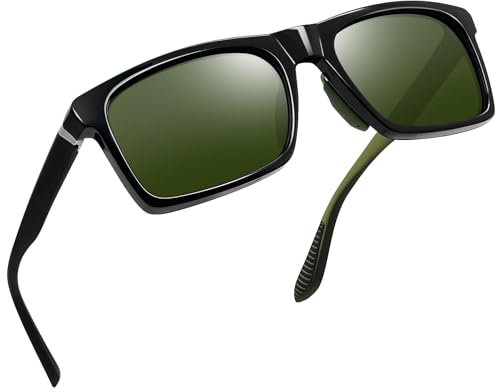 Joopin Klassische Rechteckige Sonnenbrille Herren Sport Retro Stil und Polarisierte Sonnenbrille Damen G15 UV400-Schutz für Fahren Wandern Reisen (G15 Grün)
