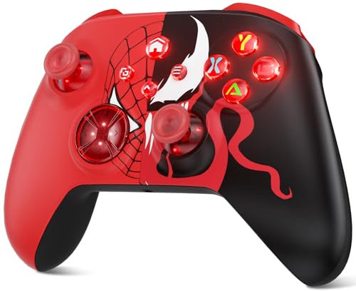 Dinosoo Manette sans fil RVB pour Xbox Series X, Xbox One et PC, Bluetooth, 4 moteurs de vibration, turbo, macro – Mise à niveau avec un PC avant de se connecter à la Xbox