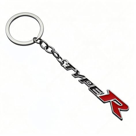 3D-Auto-Schlüsselanhänger aus Metall, Auto-Schlüsselring, Schlüsselanhänger, Schlüsselanhänger, kompatibel mit Type R, Typer, Civic, CRV, Hrv, Jazz, Auto-Styling(Black Red)