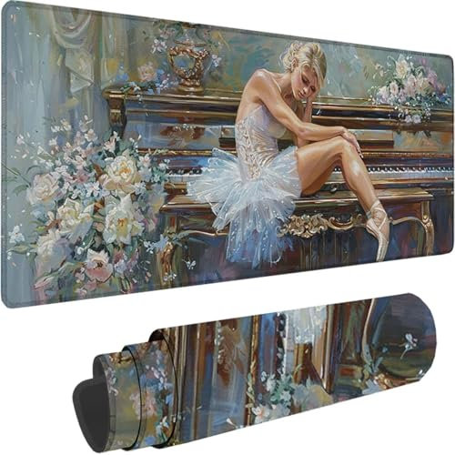 Gaming Mauspad Braun Mauspad XXL 1600x800x3 mm Mousepad Groß Frau, Schreibtischunterlage Design Vernähte Kanten, Wetterfest Anti Rutsch Mousepad Gaming Zubehör für Home Zimmer Deko, Geschenk R-Z