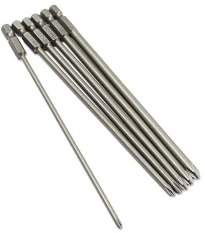 Kreuzschraubendreher Lang, Bit Set Lang 6 Stück, Magnetischer Extra Lange Bits aus S2 Stahl, 150 mm für Elektrische Manuelle Schraubendreher und Bohrmaschinen, mit 1/4 Zoll Sechskantschaft