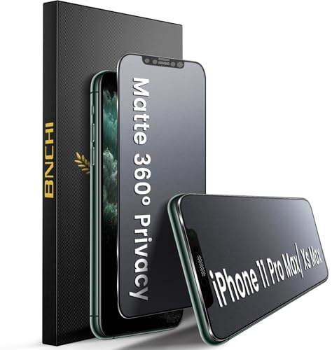 BNCHI 2 Pack for iPhone 11 Pro Max/Xs Max 360°Privacy Matte Screen Protector, Horizontal and Vertical All Around Anti-Spy 9H Tempered Glass Film, Anti-Glare, Smooth as Silk, Scratch Resistant