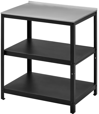 ProTuning GRILLSKÄR - Estantería para isla de cocina, color negro y acero inoxidable para exteriores, 86 x 61 cm