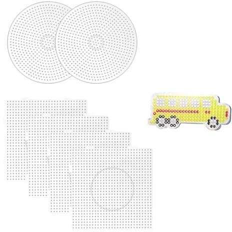 Tokaneit Plantillas de Cuentas para Planchar 5mm 4 Cuadrados y 2 Redondos Beads Plantilla,Plantilla Transparente para Cuentas de Planchado,Kit de Manualidades DIY para Perlas Beads