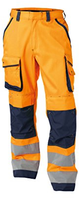 DASSY® Chicago Warnschutzhose mit Kniepolstertaschen - Größe 52 - NEONORANGE/DUNKELBLAU