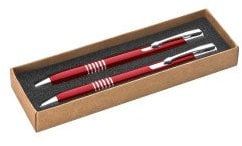 Schreibset / bestehend aus Kugelschreiber + Druckbleistift / Farbe: rot