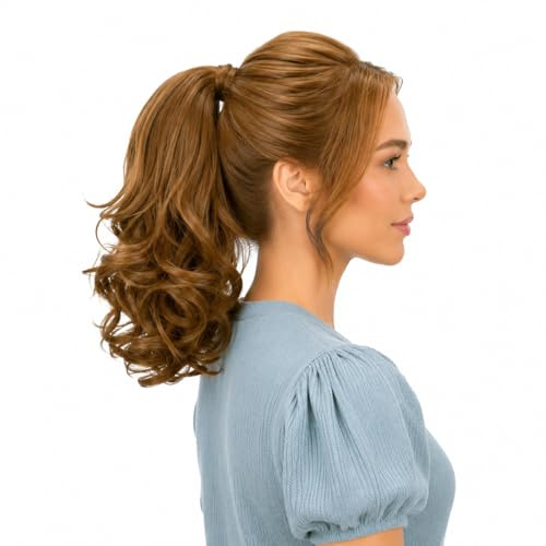 CAISHA by PRETTYSHOP 14 Natural Wavy Ponytail With Butterfly Clip Hairpiece Heat-resistant Synthetic Fibres Dark Blond H137