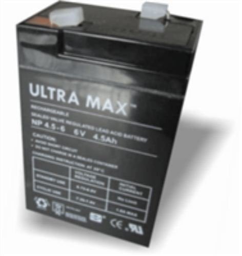 Ultramax RECHARGEABLE BATTERY 6V 4.5AH FOR ELECTRIC TOY CARS, MODEL BOATS, ALARMS ECT