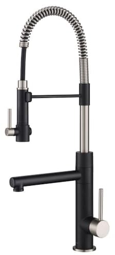 Kraus KPF-1603SFSMB Artec Pro 2-Function Commercial Style Pre-Rinse Kitchen Faucet with Pull-Down Spring Spout and Pot Filler, Spot Free Finish Stainless Steel/Matte Black, 24.75 Inch