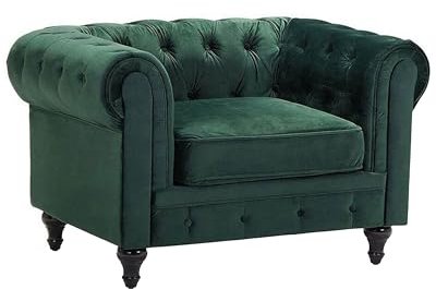 Beliani Klassischer Sessel im englischen Stil Polstersessel Samtstoff grün Chesterfield