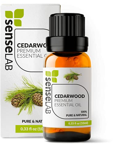 SenseLAB Ätherisches Zedernholzöl - 100% reines, natürliches, therapeutisches Zedernöl - für Diffusor und Luftbefeuchter - Haar- und Hautpflegeöl - Insektenschutzmittel (10 ml)