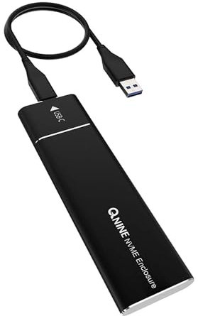 QNINE USB 3.0 Boîtier Externe, Adaptateur SSD NVME USB, Basé sur Une Puce de Pont JMS583 USB 3.1 Gen 2 vers PCIe Gen 3 x2, Adaptateur M Key pour Samsung 960/970 Evo/Pro WD Noir SSD NVME