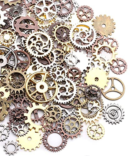 DAHI Steampunk Zahnräder 150 Gramm Metall Anhänger Zahnraeder Steampunk für Schmuck Basteln (Mehrfarbig) 150g