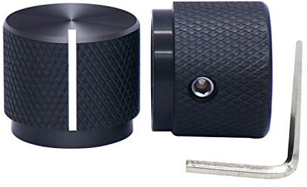 Taiss/2 stücke Schwarz Aluminium GitarrenDrehknopf, für 6 mm Durchmesser Welle, Lautstärkeregler, AudioDrehKnopf, Schalterknopf, 20 mm Durchmesser x 17mm Höhe