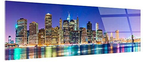 DECLINA Tableau Plexiglas New York City NYC Multicouleur - Impression Verre Acrylique Métropole Urbaine - Décoration Murale pour déco Maison, Cuisine, Salon, Chambre, Bureau - 80x30 cm