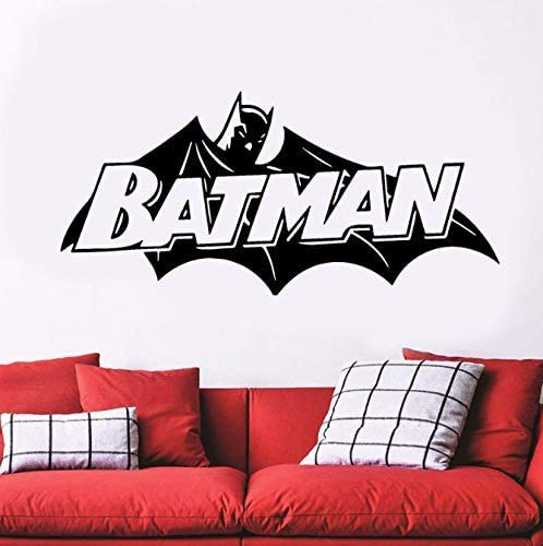Cartoon Batman Wandaufkleber Superhelden Dekorationen Comics Film Vinyl Kunst Jungen Wohnheim Raumdekoration Wasserdichtes Poster 90X42Cm