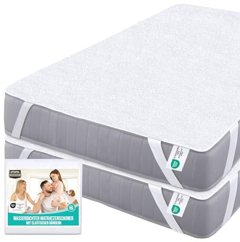 Utopia Bedding Matratzenschoner 160 X 200 cm Wasserdicht (2Er Pack), Mit Eckgummis, Öko-Tex Zertifizierte Matratzenauflage Atmungsaktiv, Matratzenschutz