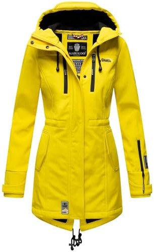 MARIKOO Damen Winter Jacke Winterjacke Mantel Outdoor wasserabweisend Softshell B614 [B614-Zimt-Gelb-Gr.XS]