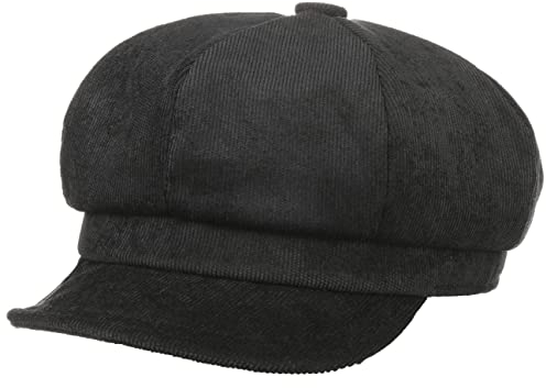 Lipodo Kemnay Cord Ballonmütze Damen - 100% Baumwollfutter - Stretchfutterband - Newsboy-Mütze aus Kunstfasergewebe - Bis 30 Grad waschbar - Sommer/Winter schwarz M (57-58 cm)