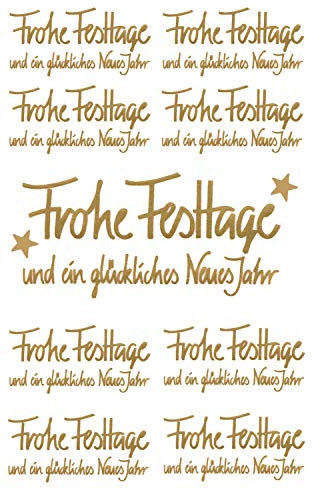 bsb Sticker mit Schriftzug - Aufkleber zu Weihnachten - Stickerbogen in 7,8 x 12,5 cm - zum Verzieren und Dekorieren - Grüße mit Gold-Effekten