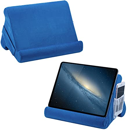 Mcbazel Tablet Pillow Stand for IPad Cushion Stand, Soft Multi-Angle Phone Pillow Lap Holder for Tablet/iPad/E-Reader - Blue