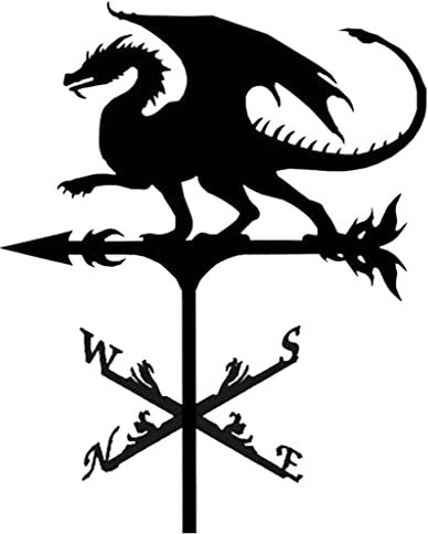 Fenteer 29.5 dans. Girouette en métal Ornement Girouette Temps Vain pour Toit Girouettes pour Toits Girouette - Dragon