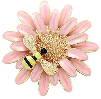 Gänseblümchen Biene Brosche Frühling Rosa Emaille Blume Honig Insekt Pin Vintage Elegante Einfache Abzeichen Mädchen Party Geschenk Zubehör