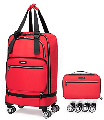 Faltbare Gepäcktasche mit Spinner-Rollen, Erweiterbar Faltbar Rolling Duffel Bag, Großer Koffer für Reisen, Kariertes Gepäck, Larger(25/28 Inches), Softside erweiterbare Gepäcktasche mit Spinnrollen