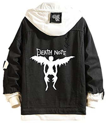 Famesale Unisex Death Note Hoodie Jacke Cosplay L·Lawliet Yagami Light Jeansjacke Anime Casual Sweatshirt Kostüm