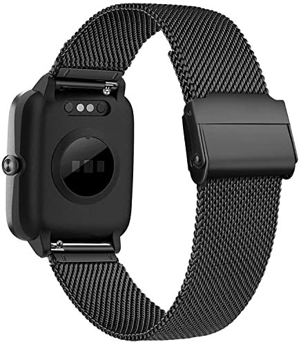 SUGARJAR Metallo Cinturino Compatibile con GRV FC1,19 mm Cinturini per Veryfitpro,LETSCOM,Yamay fitness,Letsfit,LIFEBEE,GRV,Willful,Popglory,Blackview,TEMINICE,ID205S ID205G ID215G ID216 SW020 SW023