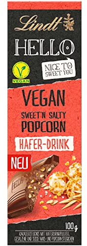 Lindt HELLO Vegan Sweet'N Salty Popcorn (Vegane Schokolade laktosefrei mit Popcorn) 100g x 12 (1200g)