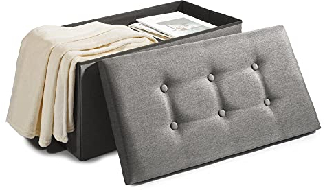 CelinaTex Falthocker XL 76 x 38 x 38 cm grau Sitzbank mit Stauraum Truhe faltbar mit Deckel gepolstert Aufbewahrungsbox