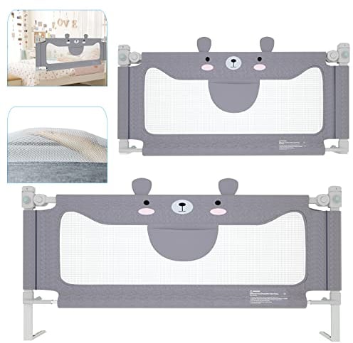 AufuN Bettgitter Rausfallschutz, 180x70cm Höhenverstellbar Kinderbettgitter mit luftiges Netz, Doppelverriegelungsschutz, Standsafe-Blockade, einfache Montage, für Kleinkinder oder Senioren