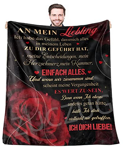 ZUCZUG Kuscheldecke Personalisierte Decke An Meine Ehefrau, Frau für Mann Deutsche Nachricht Briefdecke für Männer Decke Jahrestag Hochzeitstag Geburtstagsgeschenk Valentinstag für Ihn