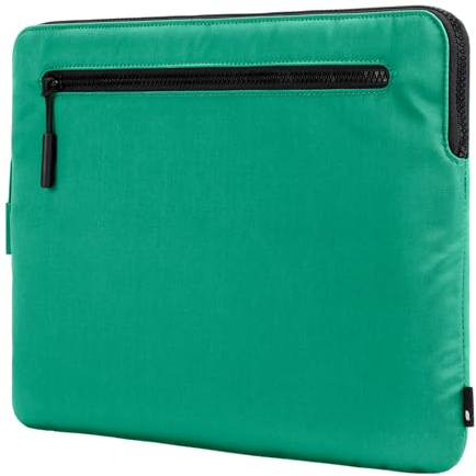 Incase Custodia compatta per laptop con nylon di volo, custodia per MacBook Pro e laptop da 16, sottile con fodera in pelliccia sintetica, tasca frontale per accessori con cerniera, colore: giada
