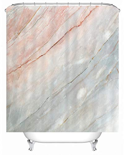 EHOMERY Duschvorhang Japanisch Duschvorhänge Waschbar Felsen Polyester Beige Rostfreie Ösen Und 12 Hakenringe, 140X180Cm