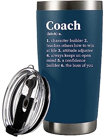 Panvola 'Coach Noun Definition ' Vacuum Insulated Tumbler Navy Coach Gifts Sports Team Manager Office Boss Appreciation Inspirational Stainless Steel with Removable Lid Drinkware (20 oz)