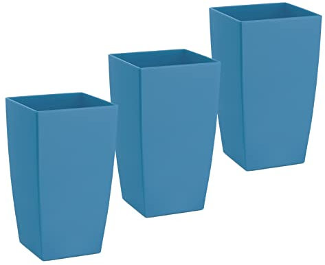 ECOMACETAS FLOWERPOT STORE Maceta de Colores de Plástico. Alargada Rectangular Decorativa 26 cm De Alto (Azul Denim, 3)