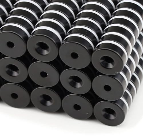 Magnethandel I 250 Stück Neodym Ringmagnete Ø 15 x Ø 3,5 x 5 mm Süd mit Bohrung und Senkung Schwarz Epoxy Starke Scheibenmagnete mit Bohrung Supermagnete Haftkraft 6kg Ringmagnete zum Verschrauben