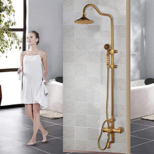 DERBUT Duscharmaturen Badezimmer Brausegarnitur Badewanne Regendusche Wandmontierter Handbrausekopf aus Messing