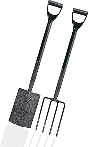 AAMEN Carbon Steel Garden Fork And Spade Tool Set With Plastic Handle, Garden Fork & Garden Spade Heavy Duty Gardening Tools, Garden Spade & Fork Tool Set, Garden Tools_102.5Lx 21.5Wx14.5H