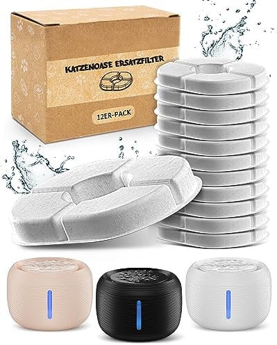 PrettyPaw® Filter für Katzenbrunnen – Original Ersatzfilter für alle Pretty Paw Trinkbrunnen | 12er Pack = 6-Monats-Vorrat | Auch als günstiger Jahresvorrat erhältlich