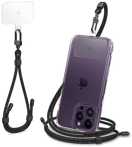 Spigen Universal Crossbody and Wrist Strap Set 2 with ConTag, Adjustable Phone Lanyard Neck Strap Compatible with iPhone 16 15 14 13 12 11 Pro Max, Samsung Galaxy S24 S23 Ultra, Pixel 8 7 - Black