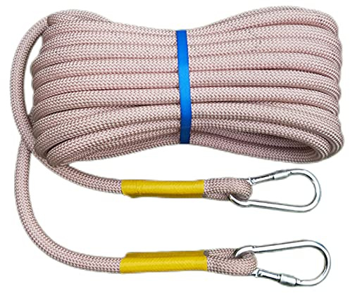 Kletterseil Braun 14 mm Multifunktions-Sicherheitsseil, Sicherheitsschutzseil für Outdoor-Abenteuer, Kletterseil, feuerfestes Nylonseil, Abseilseil, hochfestes, lebensrettendes statisches Se