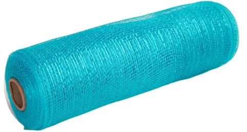 Red and White Stripe Metallic Mesh Ribbon 10 inch x 10Yard Iridescent Silver Foil, Christmas Ribbon for Wreath Swags and Christmas Tree Decoration (Lake Blue)