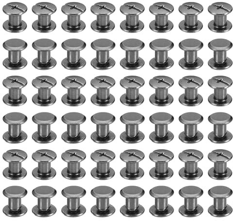 PATIKIL 50 Ensembles de Vis Chicago, Vis de Fixation à Tête Phillips M5x6mm en Acier pour Rivets en Cuir, Connecteurs pour Ceinture en Cuir, Albums Photo Scrapbook, Noir