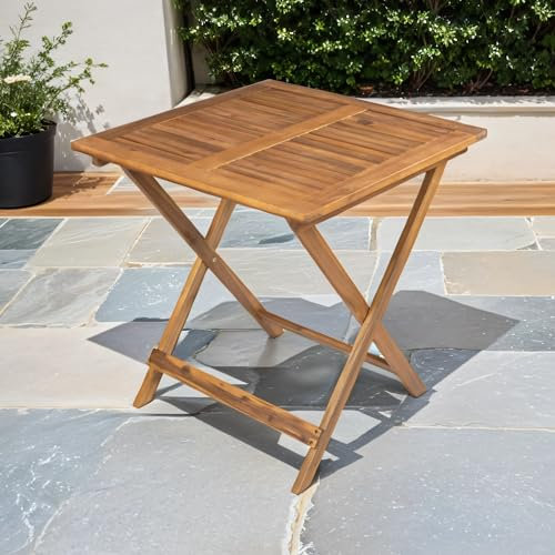 Loreno Gartentisch - Camelia - Akazienholz massiv & geölt - Esstisch 70x70 cm - Rustikale Holztisch für Garten, Terrasse, Wintergarten - pflegeleichter Esszimmertisch - Küchentisch, Esszimmermöbel
