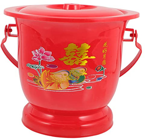 minkissy Pot De Chambre De Mariage - Couvercle De Crachoir Vintage Urinoir Portable Plastique Poignée Confortable Parfait Pour La Maison